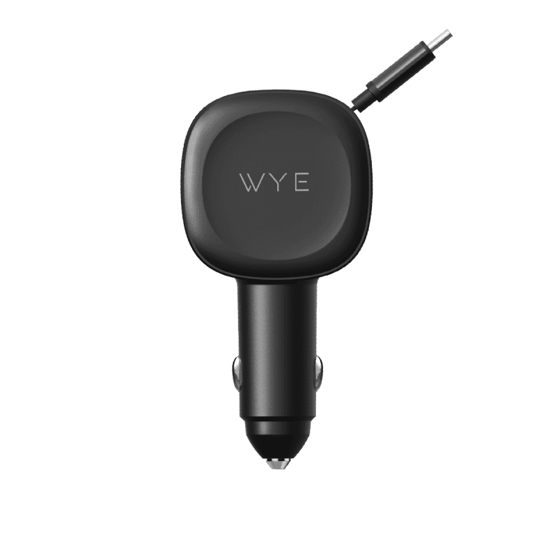WYE 3-IN-1 Fast Charging In-Car Charger with Built-in Retractable Cable&A,C ports